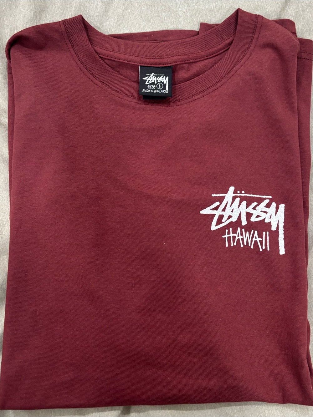 Stussy Hawaii Burgundy Logo T-Shirt